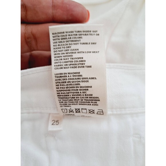 New! L'AGENCE White Balboa Distressed Cuffed Denim Jean Shorts 25 Ripped Stretch - Picture 9 of 10